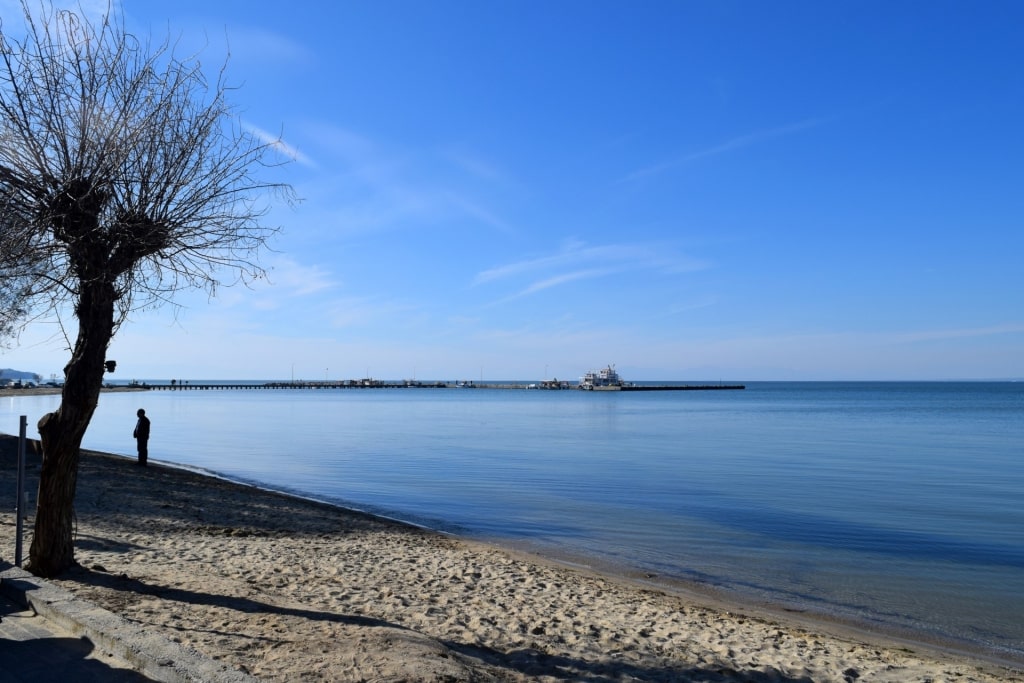 Clear water of Perea Beach