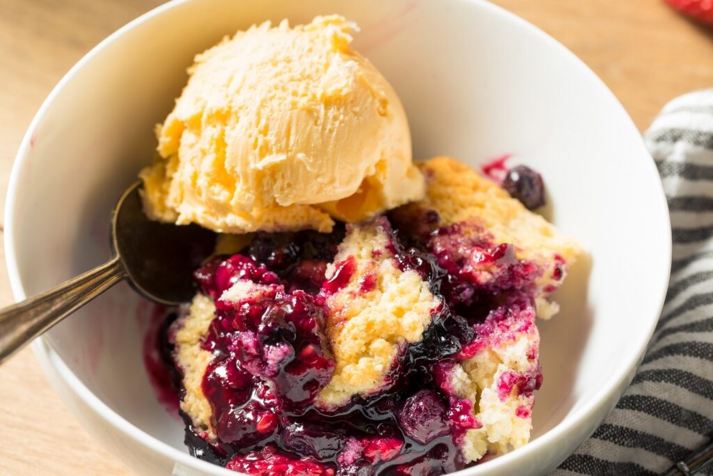 Berry cobbler in a bowl