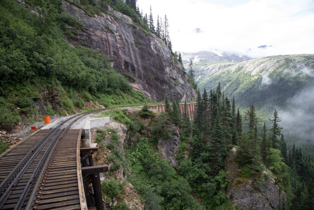 Foggy landscape of White Pass and Yukon Route Railroad