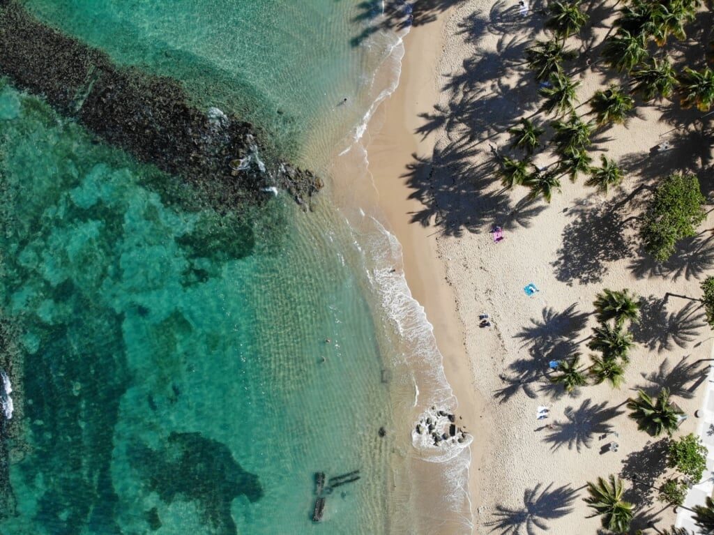 Aerial view of Escambrón Marine Park in Puerto Rico