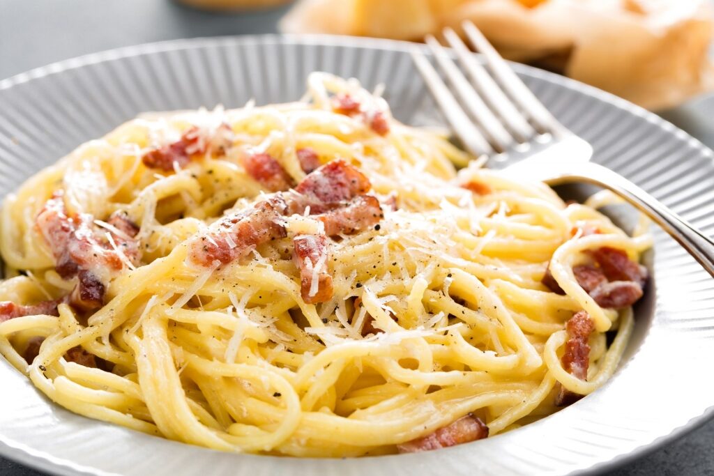 Plate of Spaghetti alla carbonara
