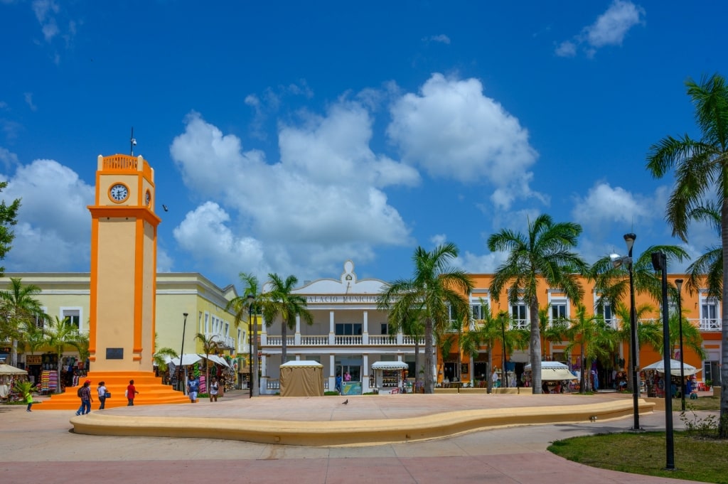 Street view of San Miguel in Cozumel, Mexico