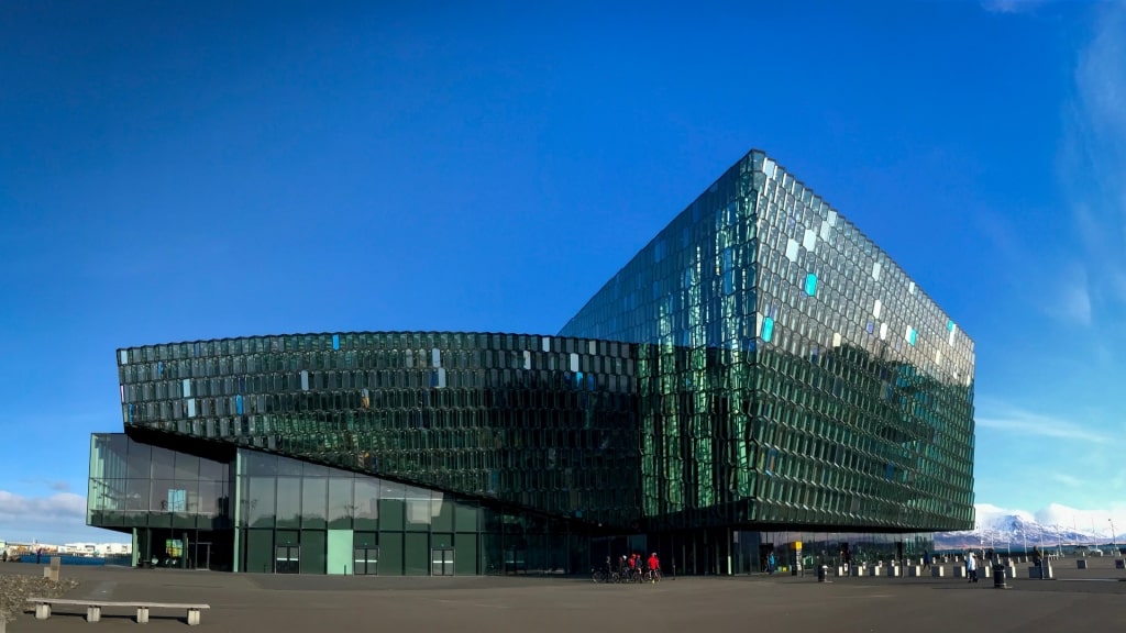 Beautiful exterior of Harpa concert hall, Reykjavik