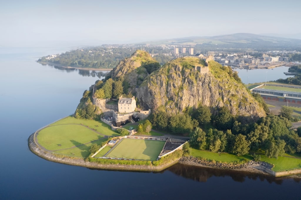 Aerial view of Dumbarton Castle