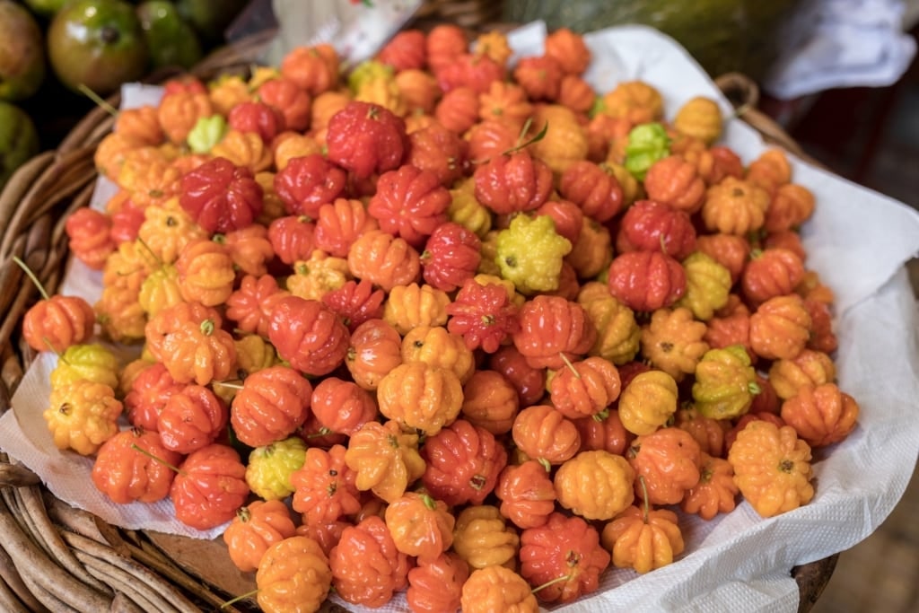 Barbados cherry in a basket