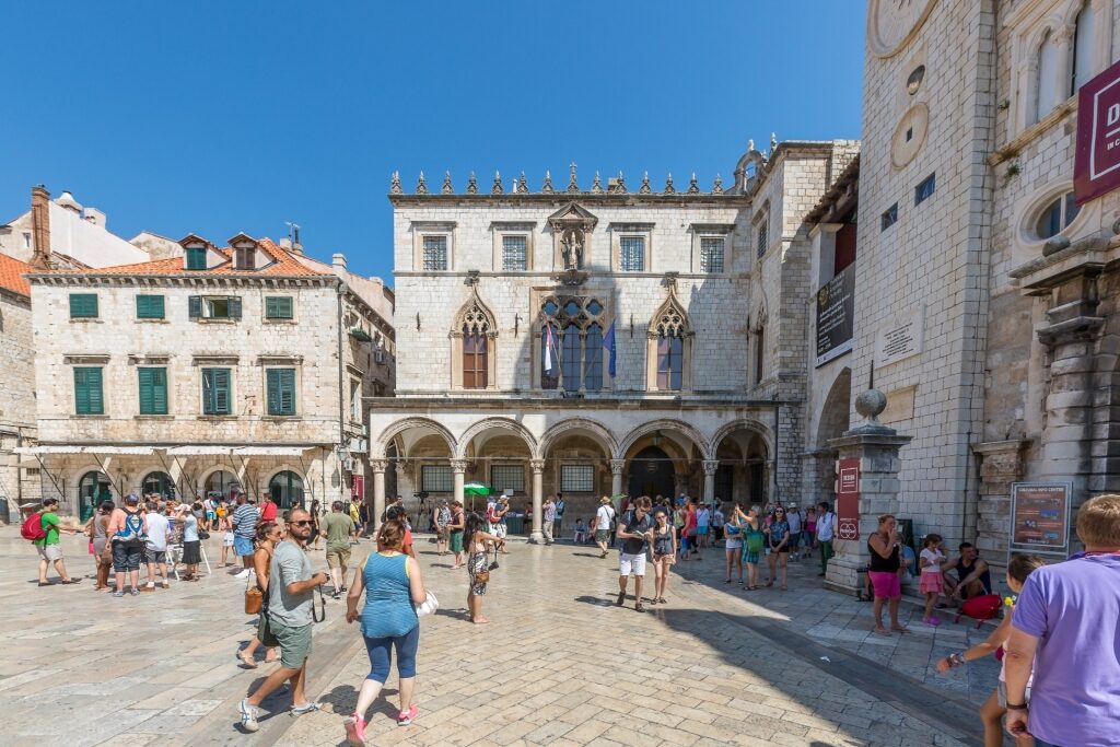 Street view of Sponza Palace, Dubrovnik Old Town