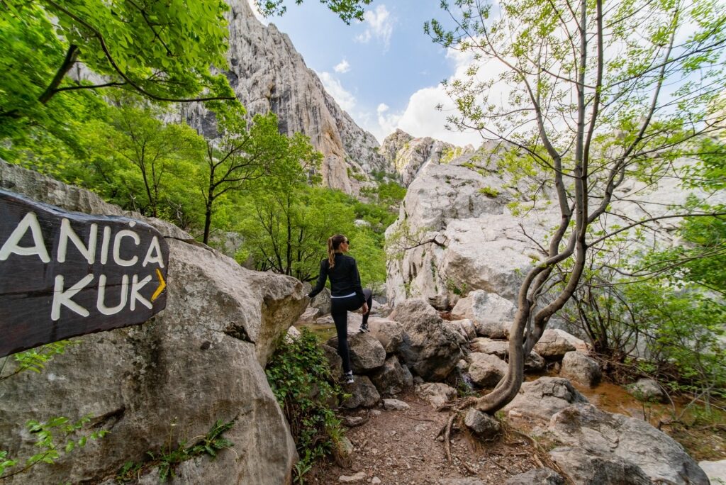 Woman hiking in Paklenica National Park