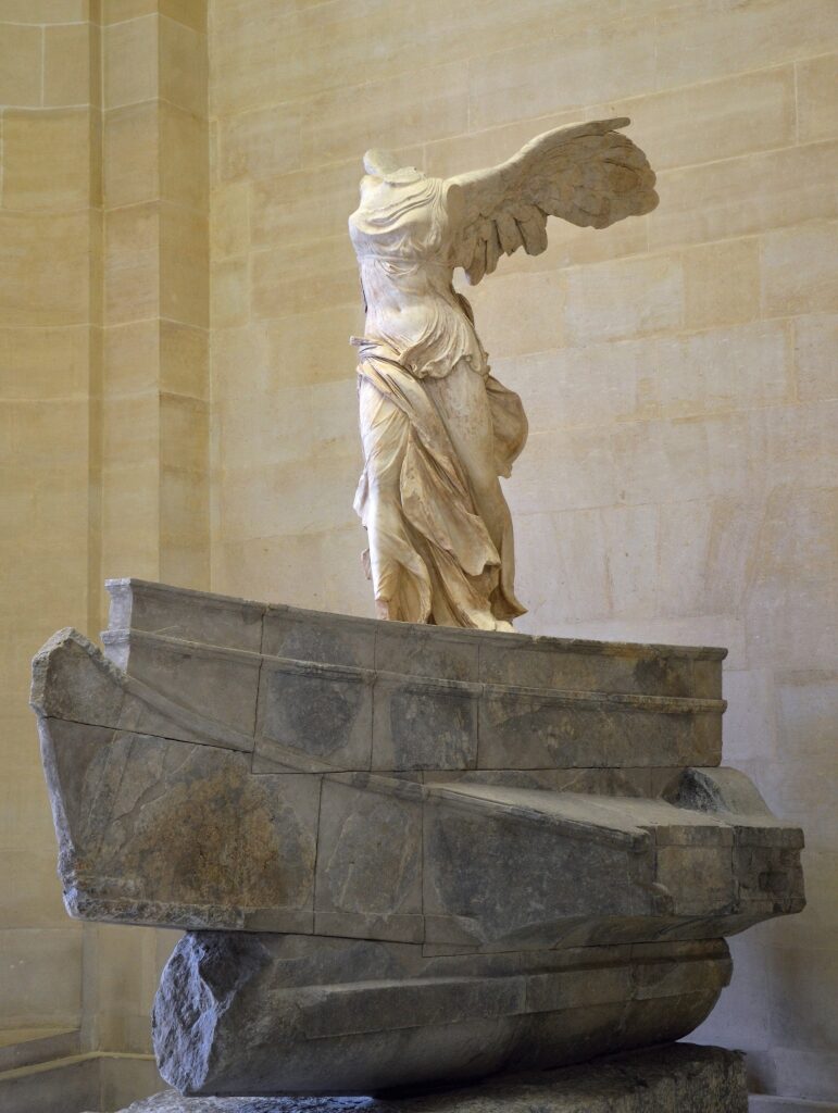 Sculpture of Winged Victory of Samothrace in Louvre, Paris