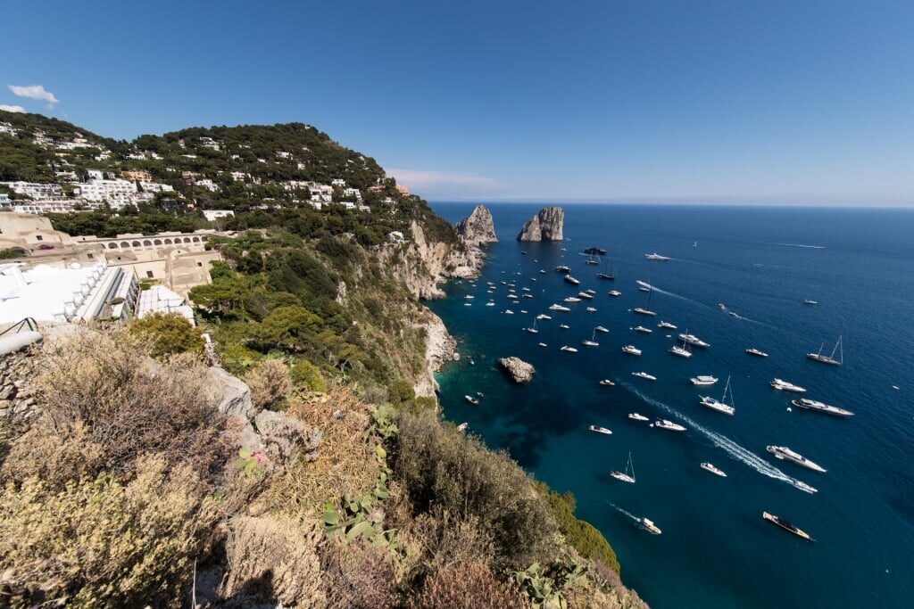 Beautiful cliffside view of Capri, Italy