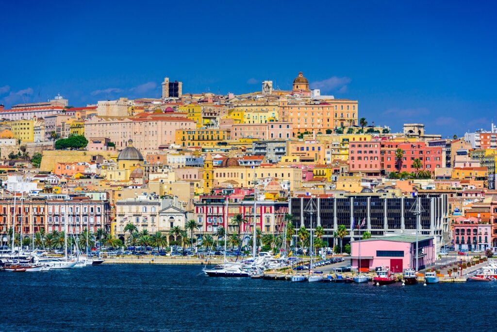 Colorful waterfront of Cagliari in Sardinia