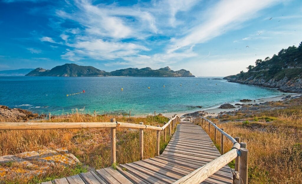 Boardwalk leading to Playa de Rodas in Cies Islands, Vigo