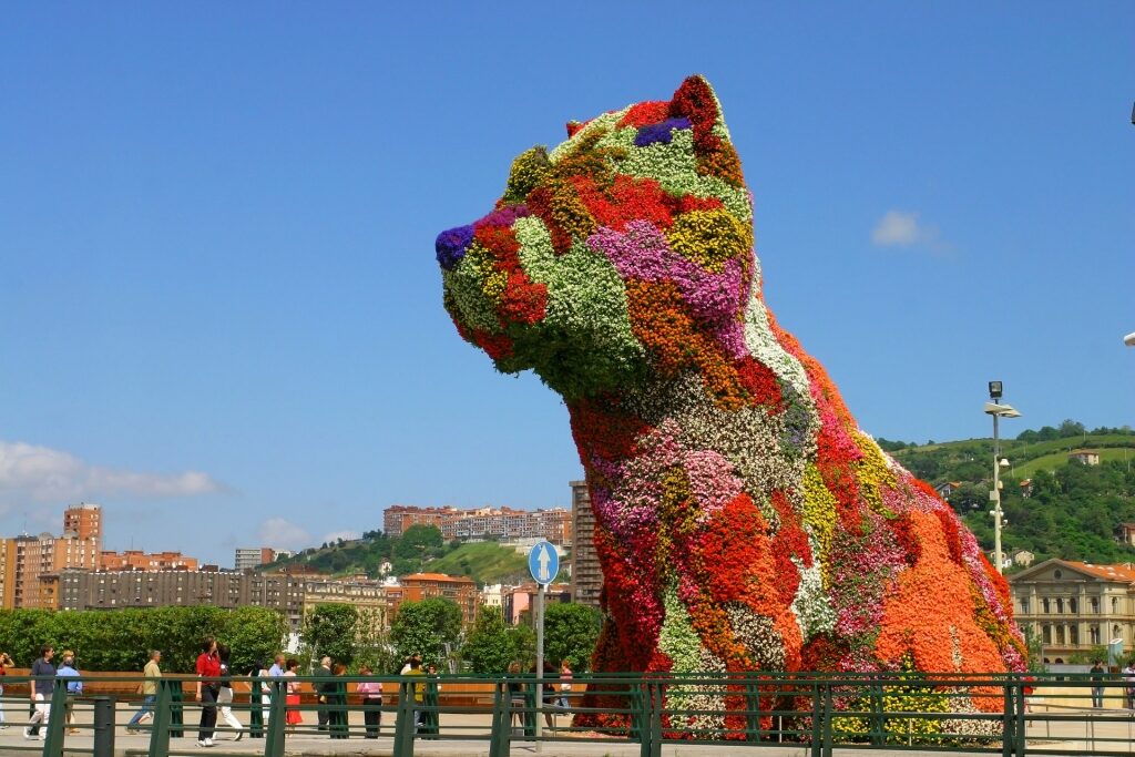 Unique Puppy sculpture by Jeff Koons in Bilbao