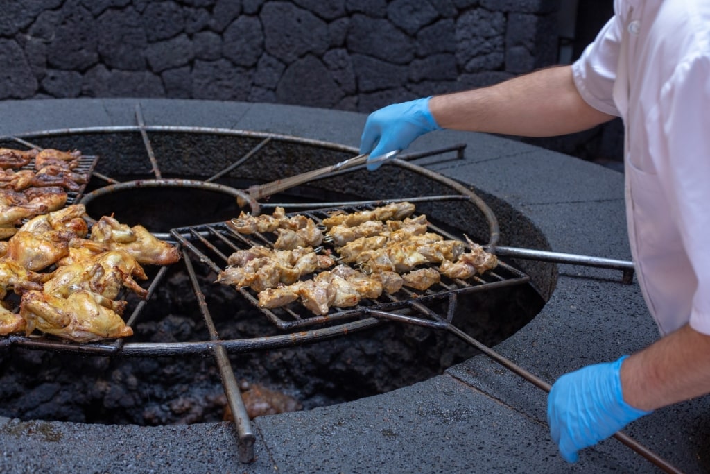 Man cooking at El Diablo, Lanzarote