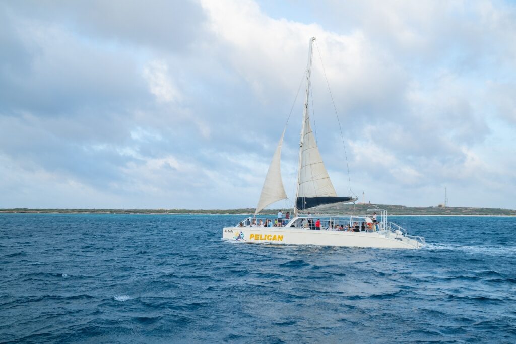 Catamaran sailing in Aruba