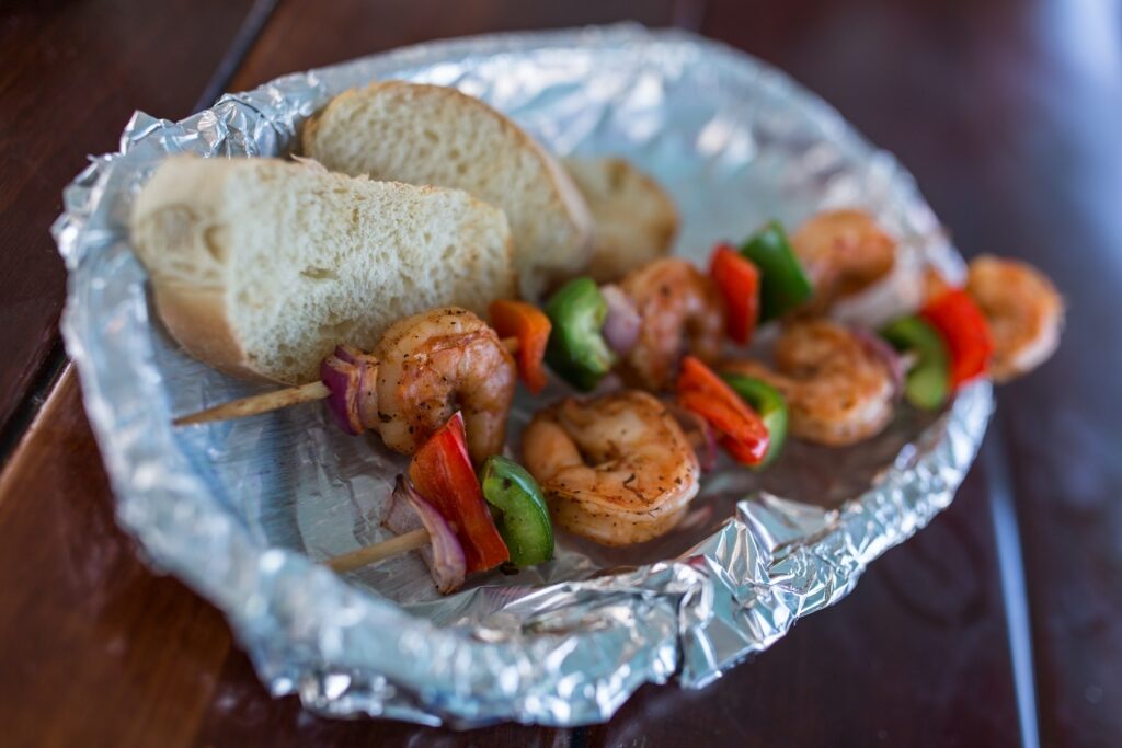 Plate of grilled shrimp