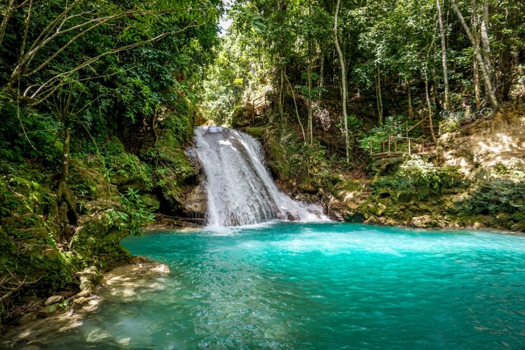 Beautiful blue waters of Blue Hole, Jamaica