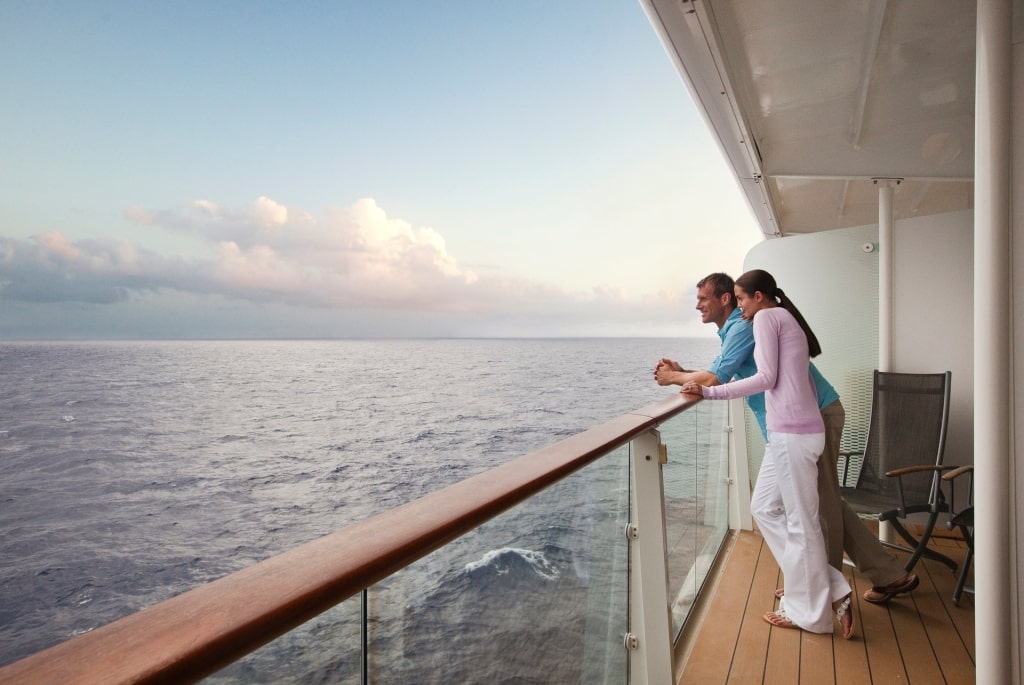 Couple sightseeing from Celebrity's Veranda Stateroom