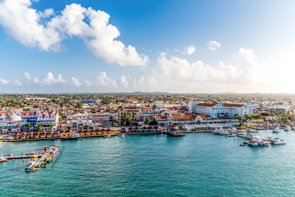 View of Renaissance Marketplace and the waterfront of Aruba