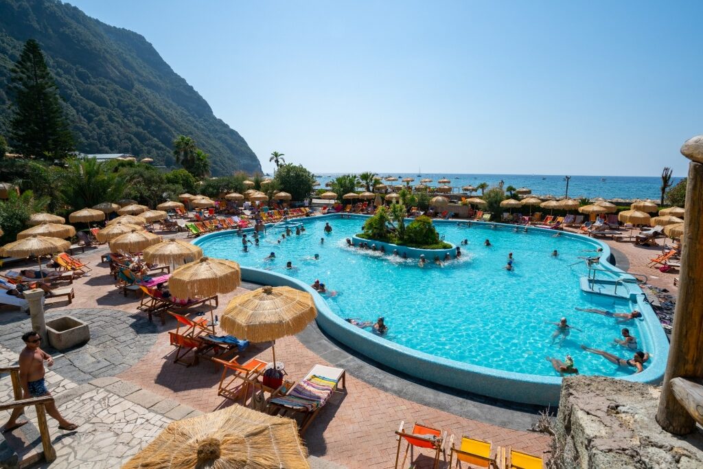 People relaxing at the Poseidon Thermal Gardens, Ischia