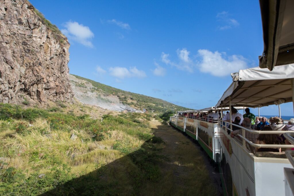 Ride the St. Kitts Scenic Railway, one of the best things to do with kids in the Caribbean