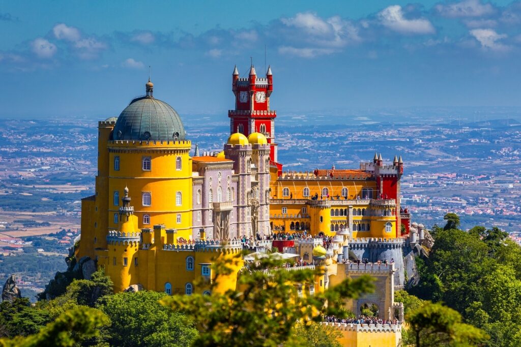 Colorful exterior of Pena Palace, Sintra