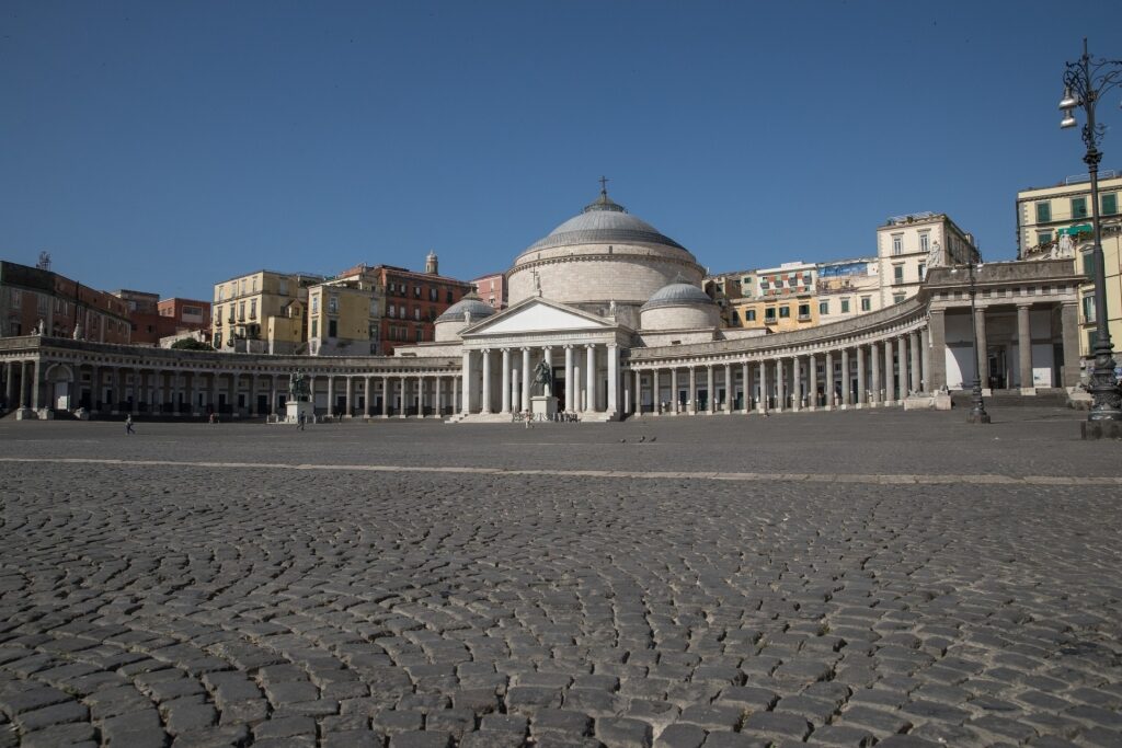 Street view of Piazza del Plebiscito in Naples, Campania