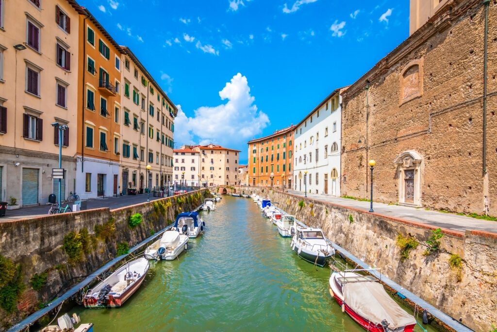Pretty canals in Livorno, Tuscany
