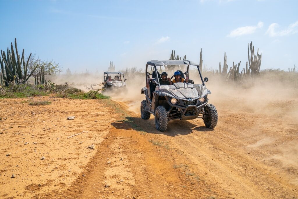 Couple on an ATV ride adventure in Aruba