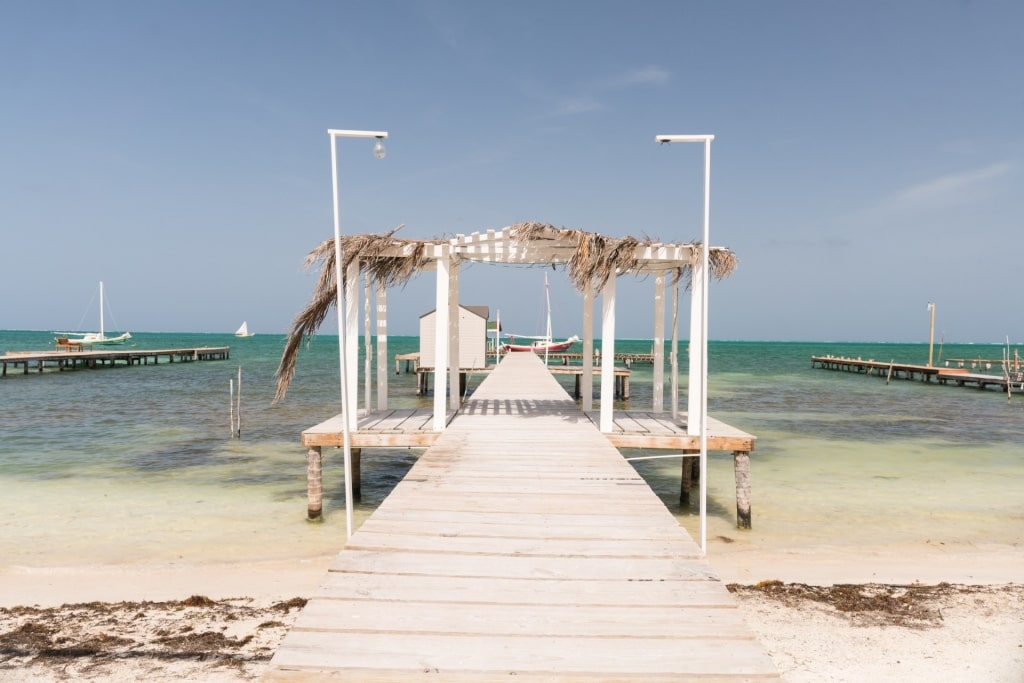 View of Caye Caulker with boardwalk