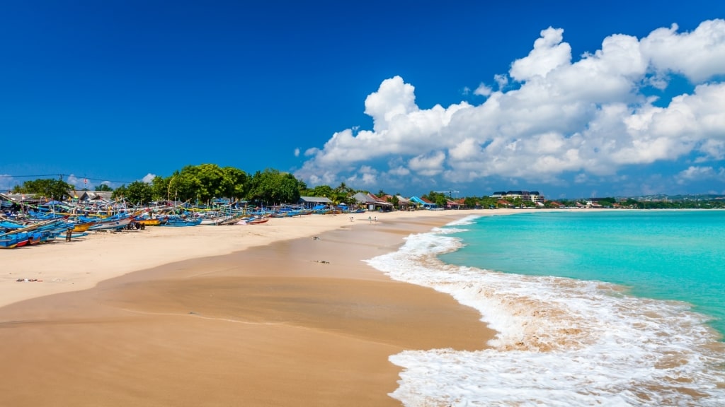 Turquoise waters of Jimbaran Beach in Bali, Indonesia