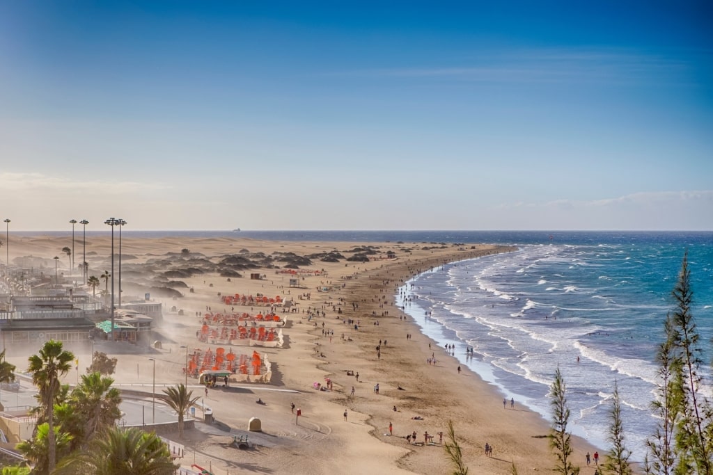 Aerial view of Playa del Inglés in Gran Canaria, Canary Islands