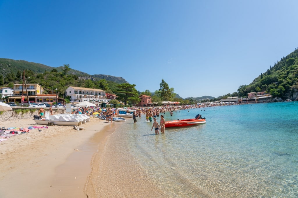 People relaxing on Paleokastritsa Bay, Corfu