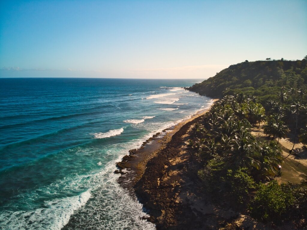Aerial view of Surfer’s Beach in Aguadilla, Puerto RIco