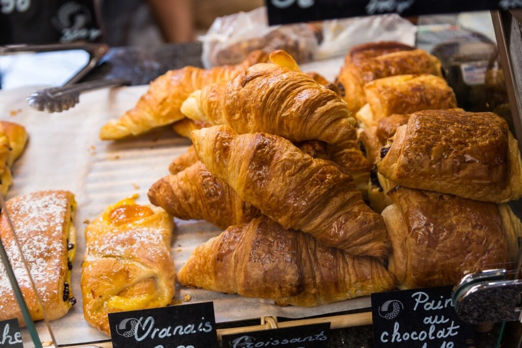 French pastries at a market in France