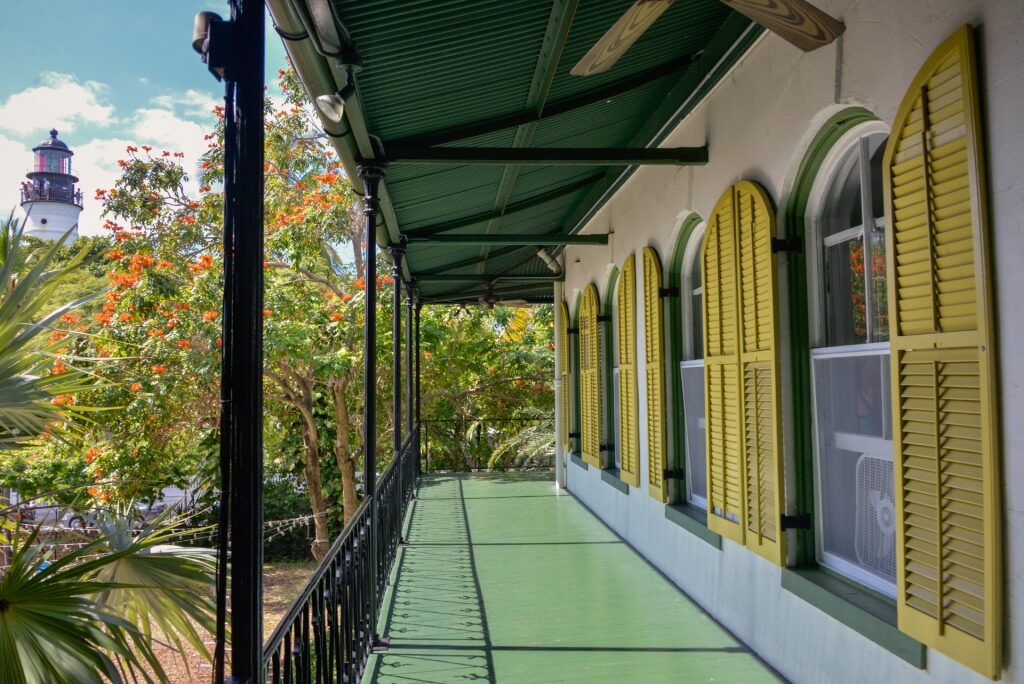 Green and yellow facade of Ernest Hemingway House