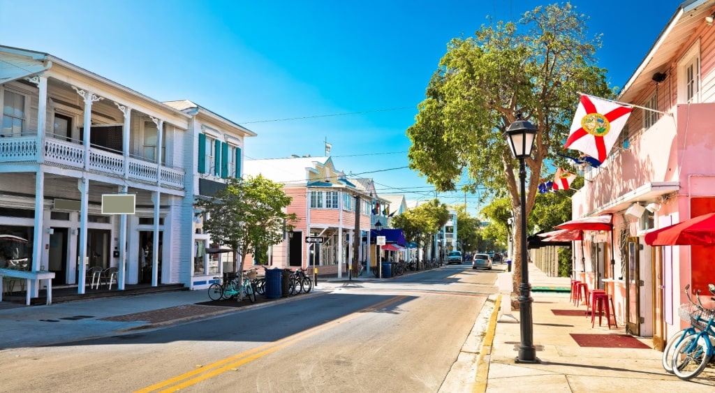 Street view of Duval Street in Key West, Florida