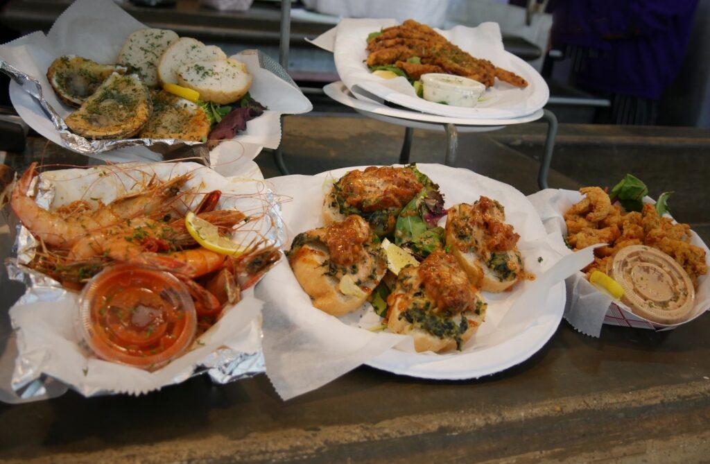 Food inside the French Market, New Orleans