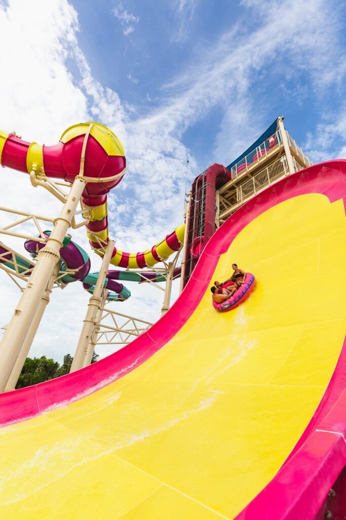 Giant waterslide at the Thrill Waterpark in CocoCay, Bahamas