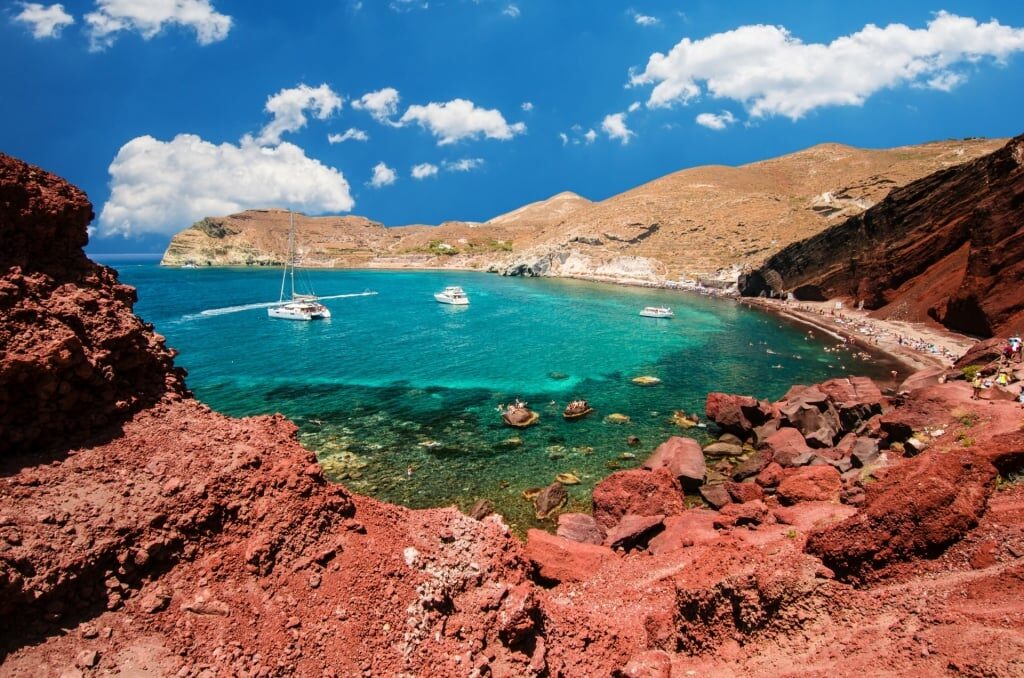 Clear waters of the Red Beach, Santorini
