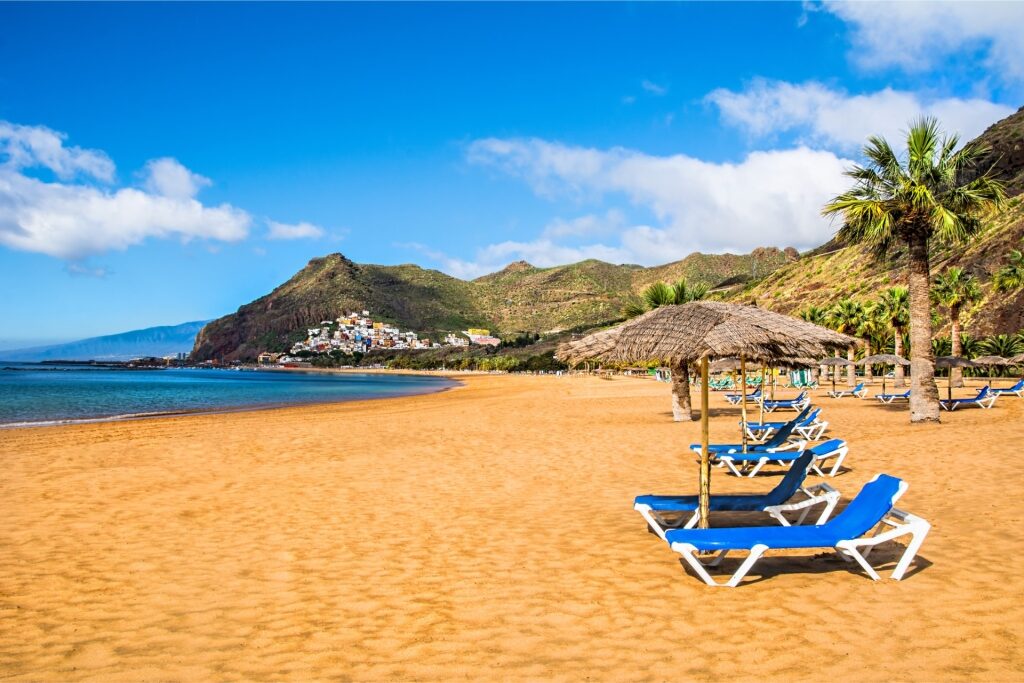 Golden sands of Playa de las Teresitas in Tenerife, Canary Islands