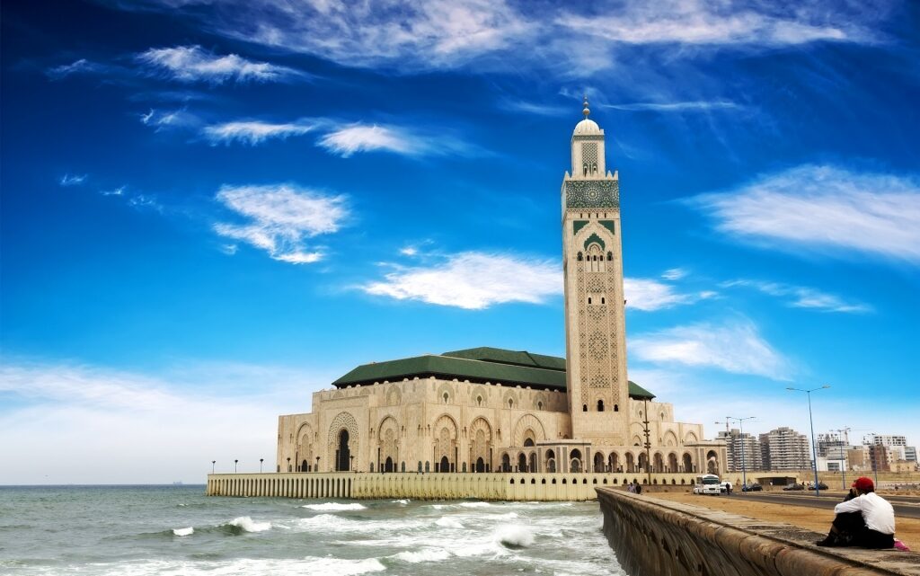 Exterior of Hassan II Mosque in Casablanca, Morocco
