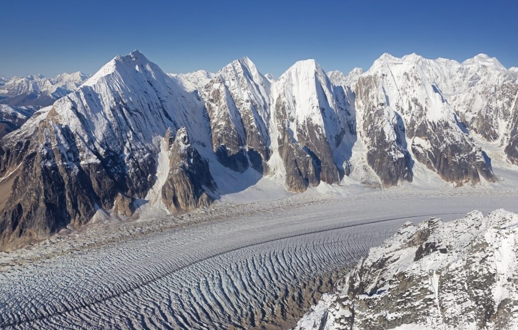 Icy landscape of Ruth Glacier