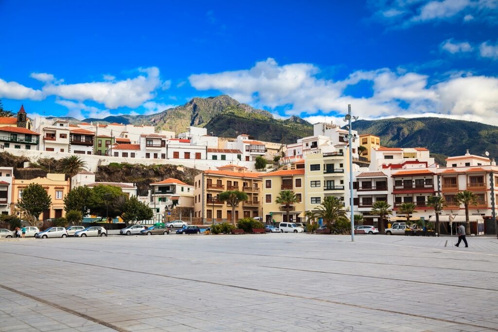 Street view of Plaza de la Candelaria, Santa Cruz de Tenerife, Canary Islands