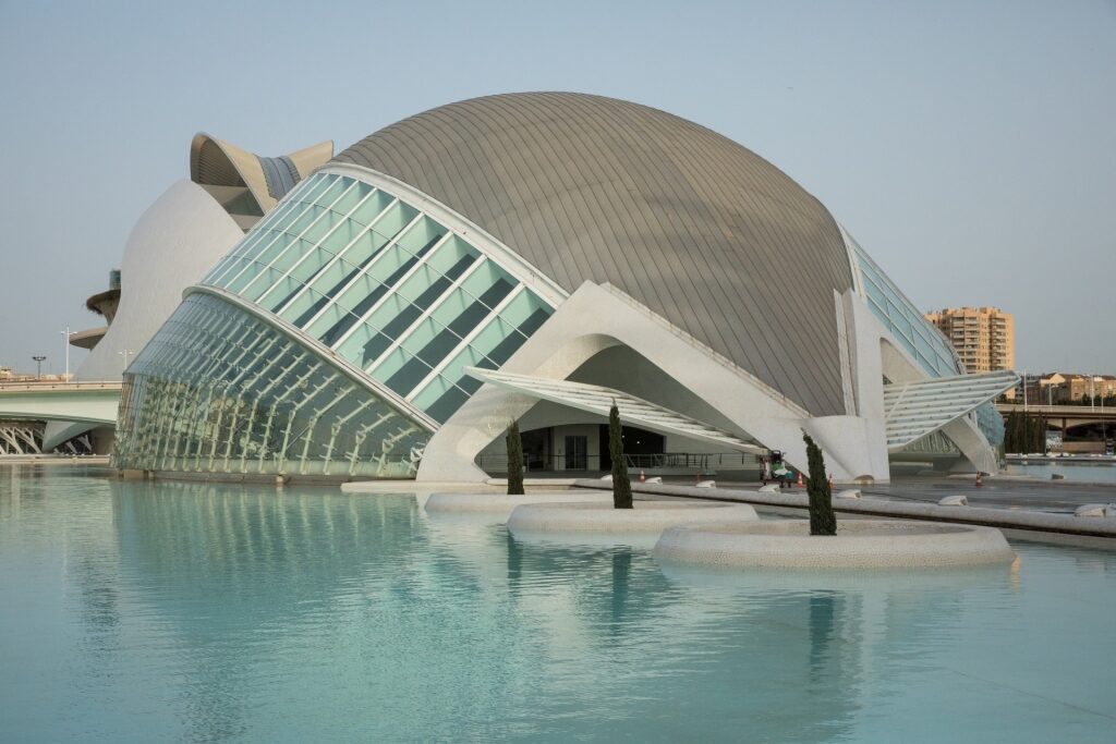 Unique architecture of City of Arts and Sciences, Valencia