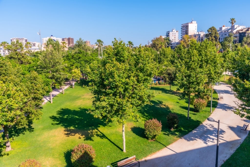 Lush landscape of Turia Gardens, Valencia