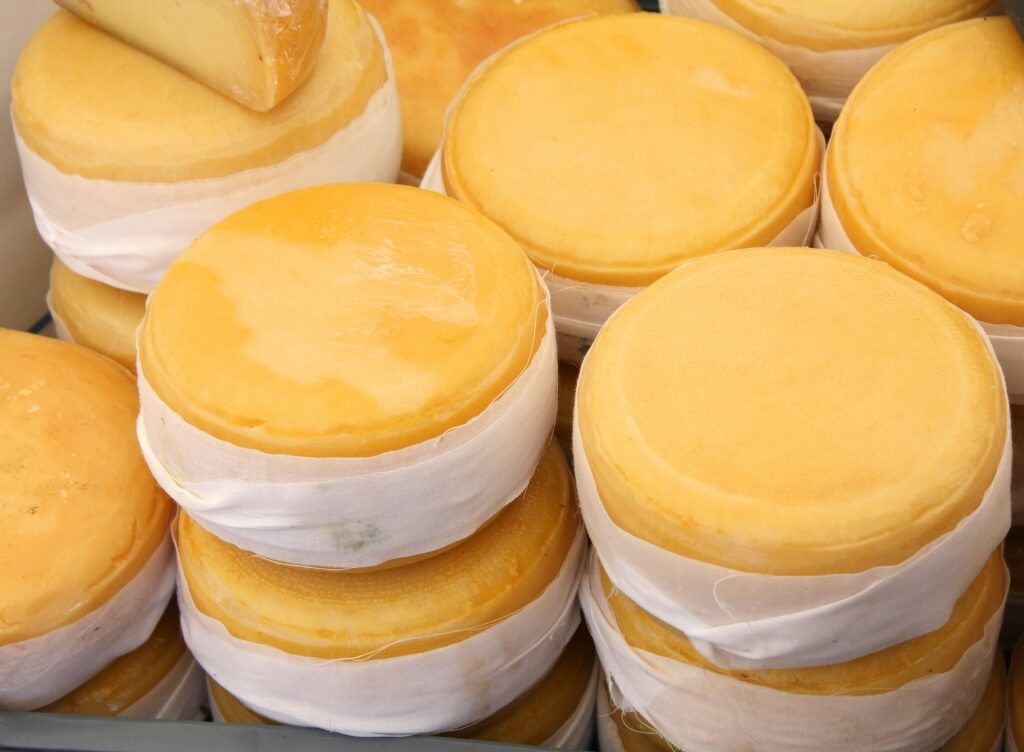 Cheese inside a market in Lisbon