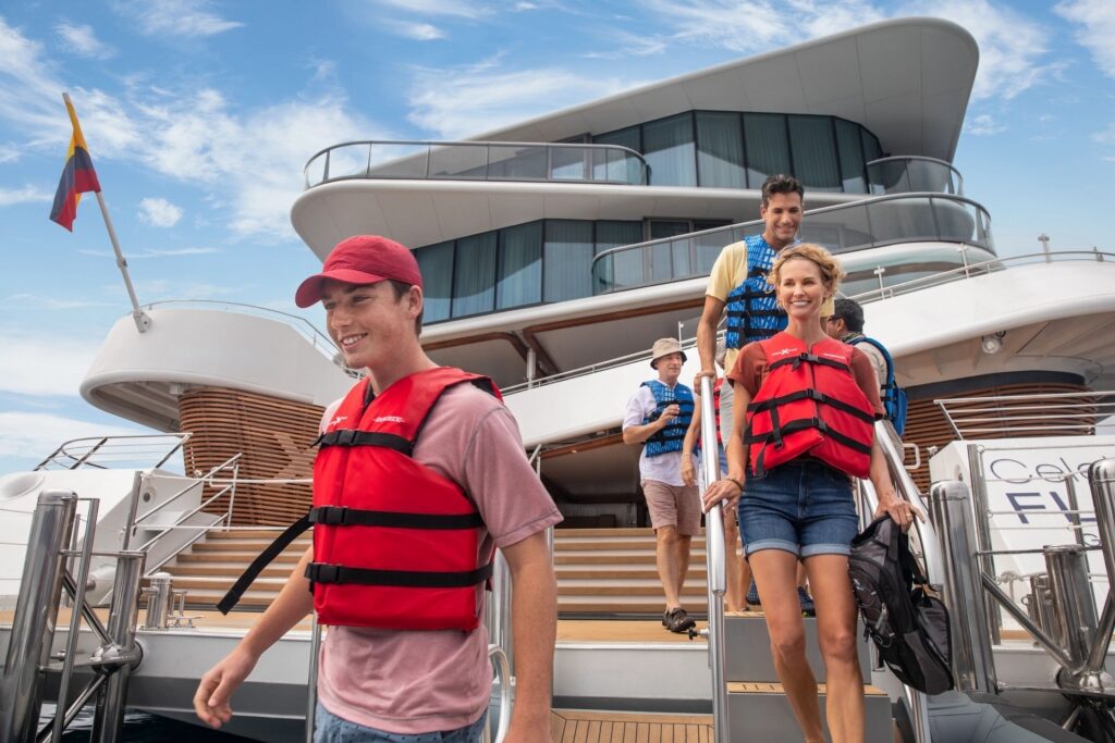 People on a Celebrity cruise ship in the Galapagos