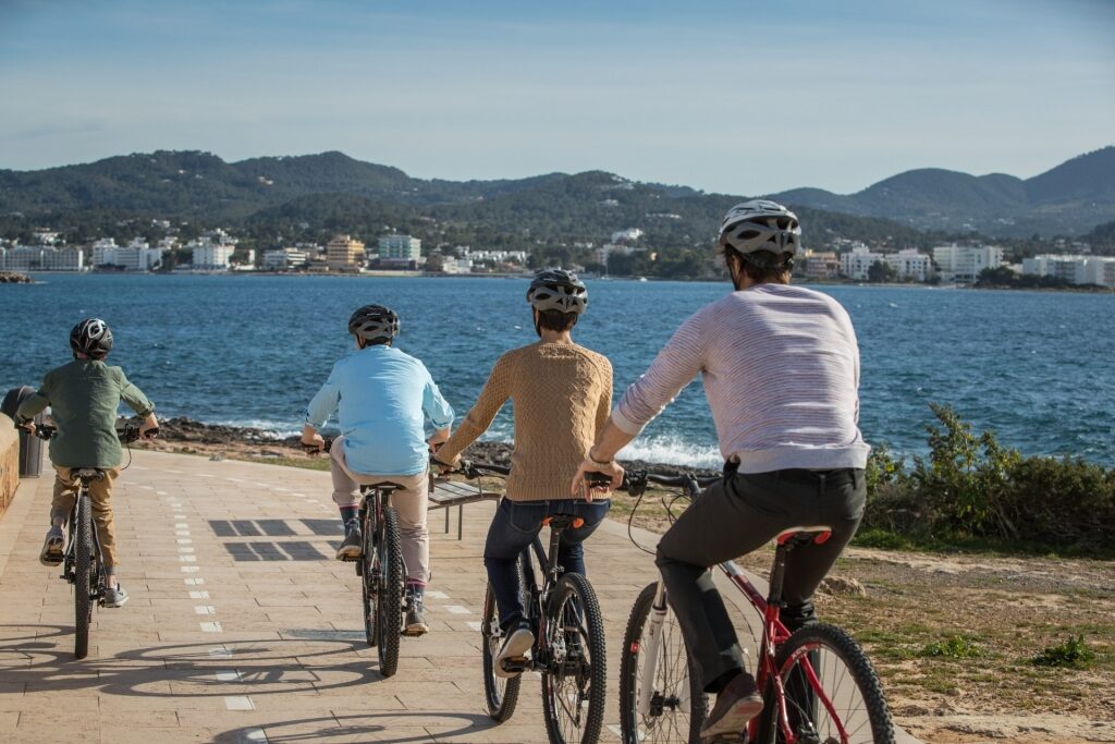 People biking in Ibiza, Spain