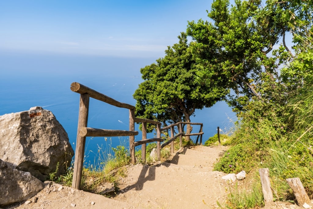 View while hiking the Path of the Gods in Amalfi, Italy