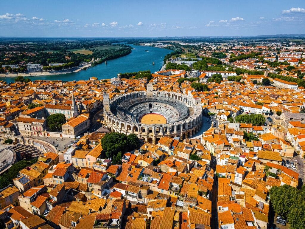 Aerial view of Arles, France